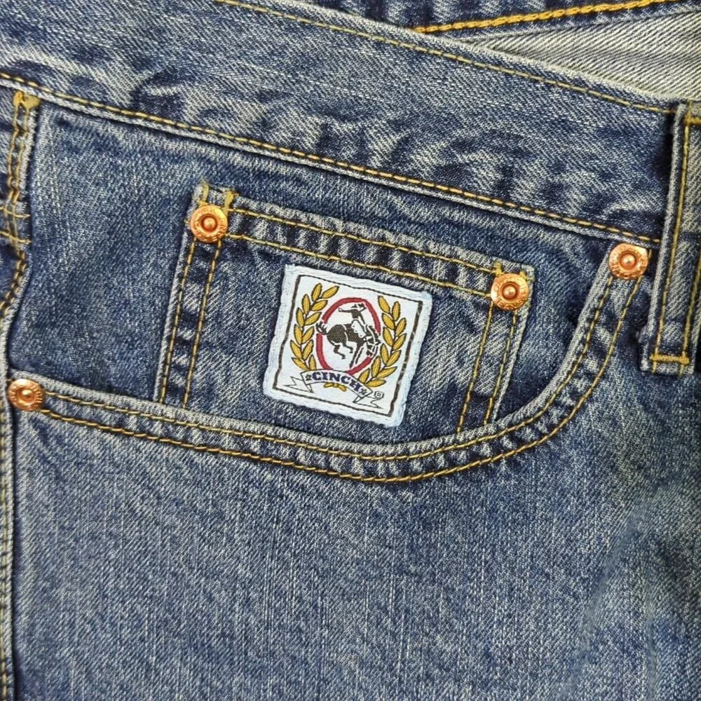 Cinch Jeans Mens 40x34 Fits 39x33 Blue Western Denim White Label Straight Cowboy